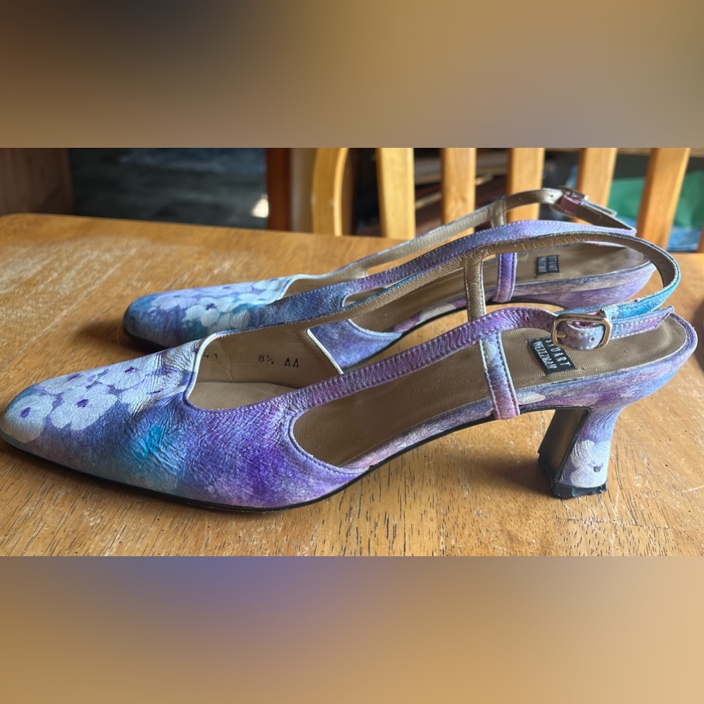Stuart Weitzman hand painted shoes with 3 inch heel.